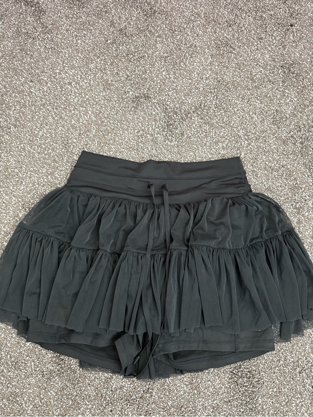 Pop flex Active Black Tiered Ruffle Skort with Drawstring Waist